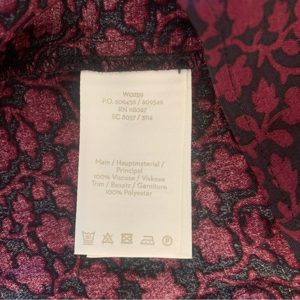 BODEN Annabelle Top Size 14 New Burgundy & Black Pink Velvet Trim ¾ Sleeve 🆕 - Picture 7 of 14